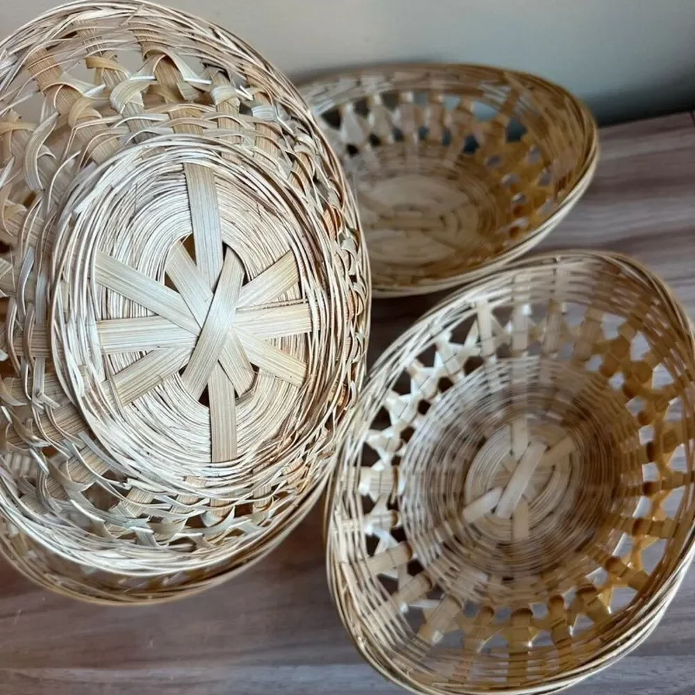 Antiquewise 5 Bamboo Oval Gift Baskets Thanksgiving Holiday decor gift